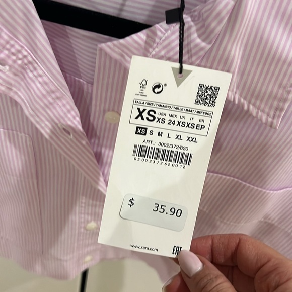 ZARA cropped striped button down. NWT. Size XS - Picture 3 of 6